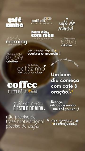 Modelos de figurinhas de café e rotina matinal para Stories