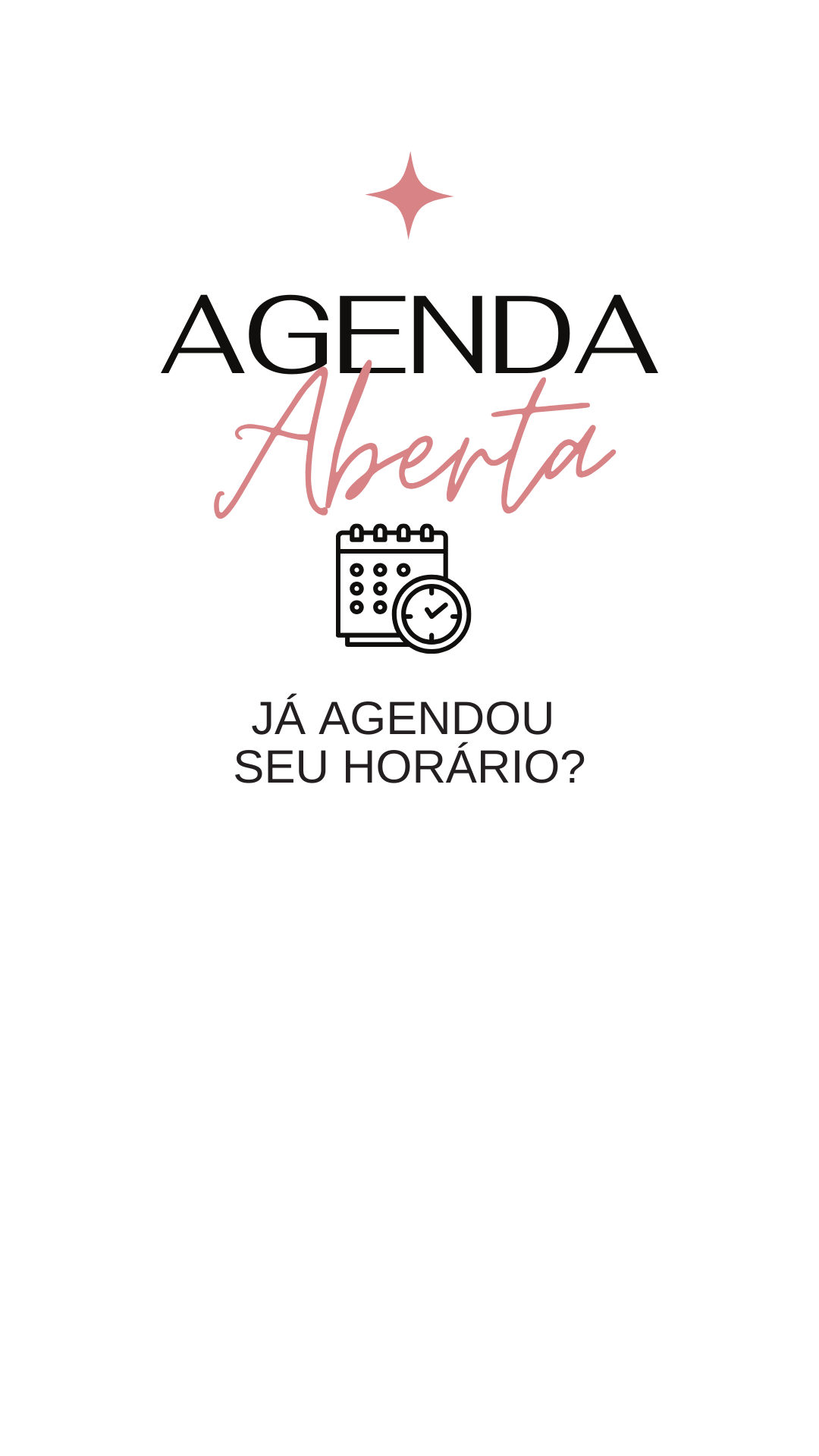 Figurinha com a frase Agenda aberta, já agendou seu horário?