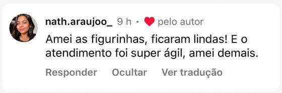 Depoimento da cliente nath.araujoo_ elogiando as figurinhas